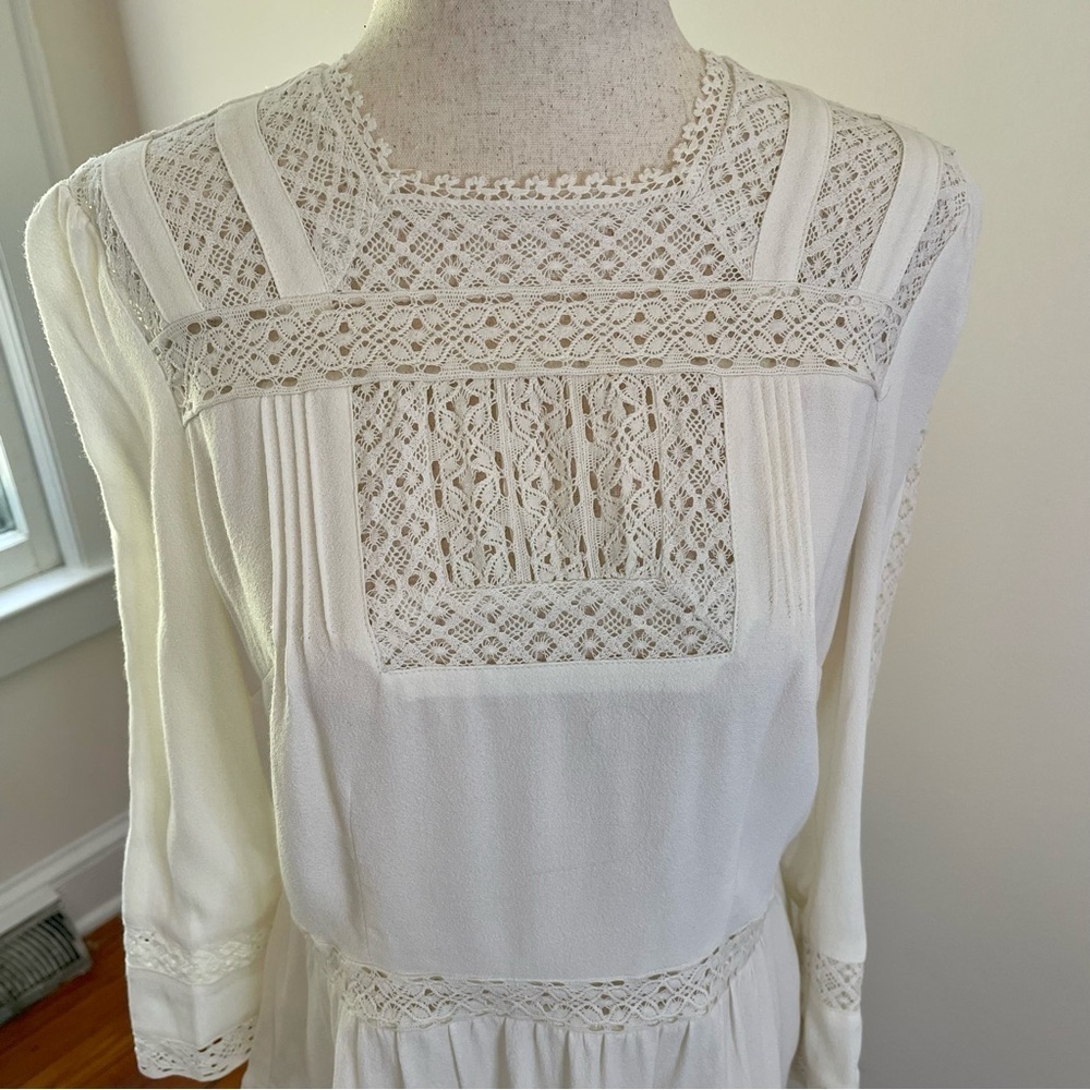 J. Crew Point Sure Cream Lace Top 100% Cotton Size 2